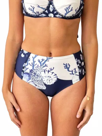 Carolina K Women's Carmel Bikini Bottom In Shell Tiles Blue