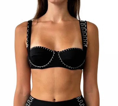 Carolina K Women's Carmel Bikini Top In Black/cream