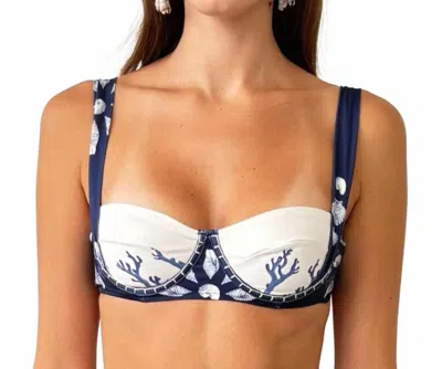 Carolina K Women's Carmel Bikini Top In Shell Tiles Blue In Multi