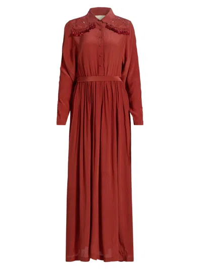 Carolina K Women's Cumbre Embroidred Maxi Dress In Orange