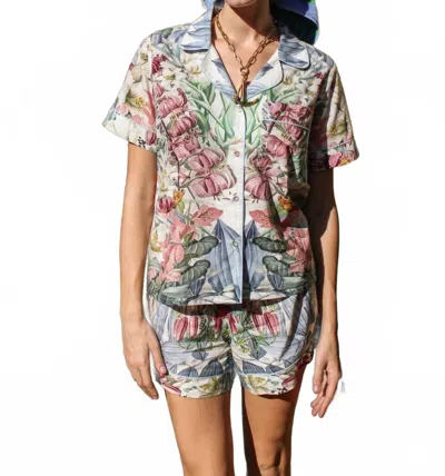 Carolina K Women's Flower Short Pajama Set In Blue In Animal Print