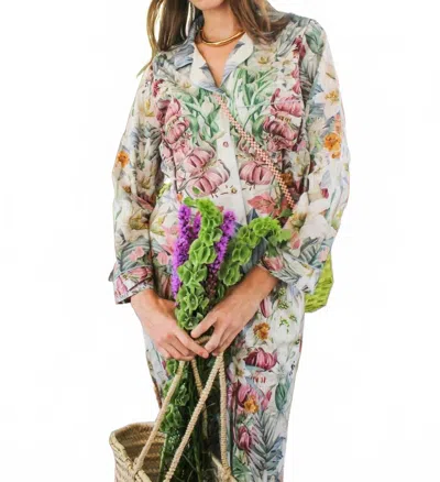 Carolina K Women's Flowers Pajama Set In Blue In Multi