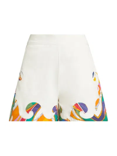 Carolina K Women's Gilda Wave Cotton High-waisted Shorts In Multi