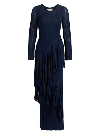 Carolina K Women's Hunter Fringed Pima Cotton Blend Maxi Dress In Blue
