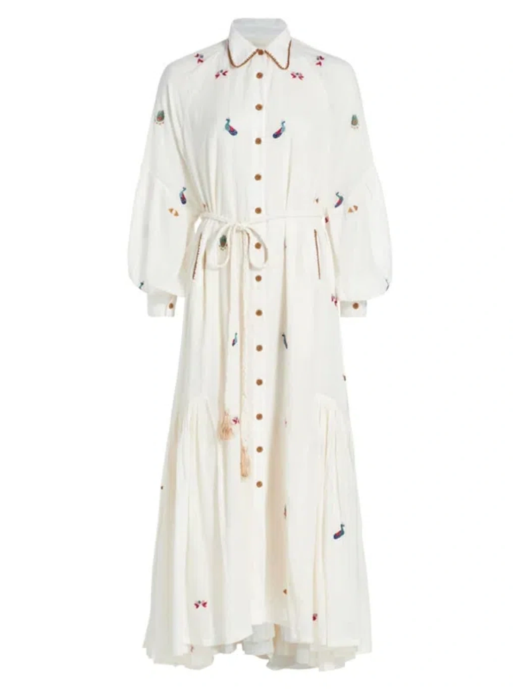 Carolina K Women's Lin Embroidered Belted Maxi Dress In Gardenia | ModeSens