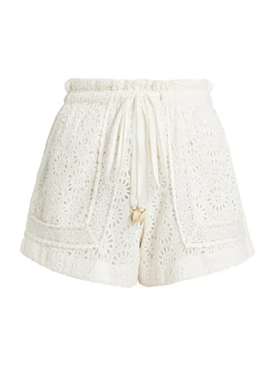 Carolina K Women's Moni Eyelet Drawstring Shorts In White