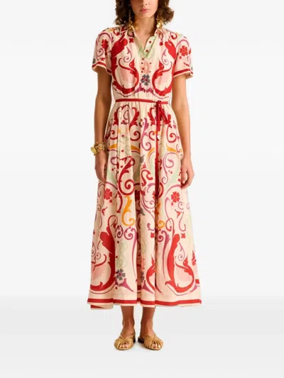 Carolina K X Alfredo Genovese Elisetta Belted Maxi Dress In Multi