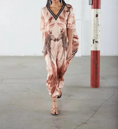 Carolina K Xim Kaftan Dress In Zebra Cream In Pink