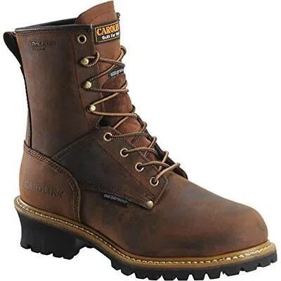 Pre-owned Carolina Men's 8" Elm Soft Toe Waterproof Insulated Logger Work Boot Brown - Ca In Copper Crazy Horse