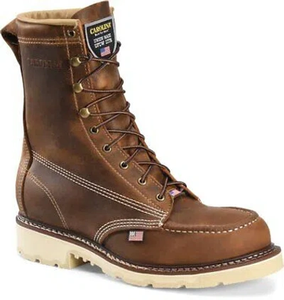 Pre-owned Carolina Men's 8" Ferric Usa Steel Toe Work Boot Brown - Ca7516, Brown