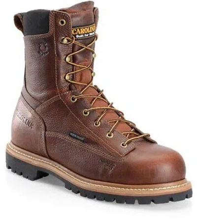 Pre-owned Carolina Men's 8" Grind Composite Toe Waterproof Work Boot Medium Brown - Ca5529