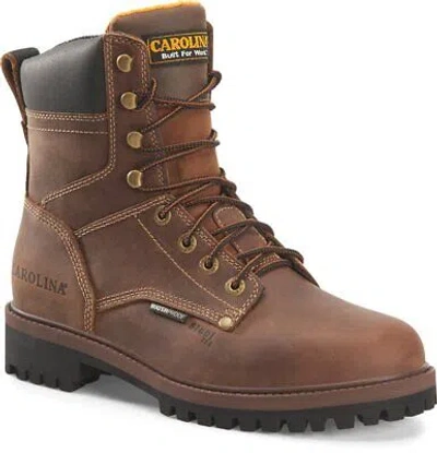 Pre-owned Carolina Men's 8" Silvanus Steel Toe Waterproof Work Boot Brown - Ca8585, Dark B