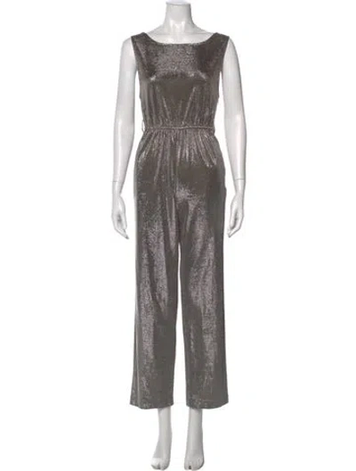 Pre-owned Carolina Ritzler Crew Neck Jumpsuit In Silver