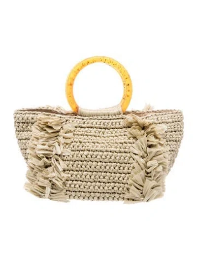 Pre-owned Carolina Santo Domingo Raffia Top Handle Bag In Neutral