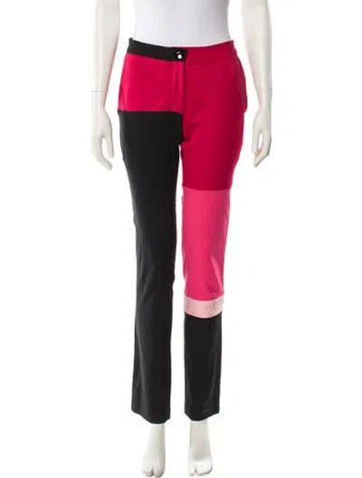 Pre-owned Carolina Sarria Colorblock Pattern Straight Leg Pants In Red