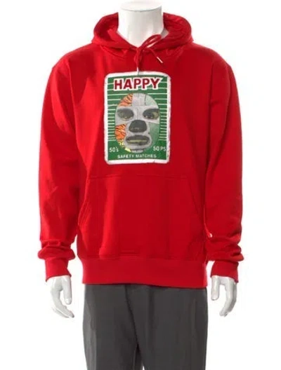 Pre-owned Carolina Sarria Graphic Print Crew Neck Hoodie In Red