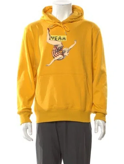 Pre-owned Carolina Sarria Graphic Print Crew Neck Hoodie In Yellow