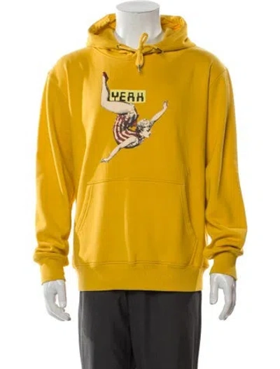 Pre-owned Carolina Sarria Graphic Print Crew Neck Hoodie In Yellow