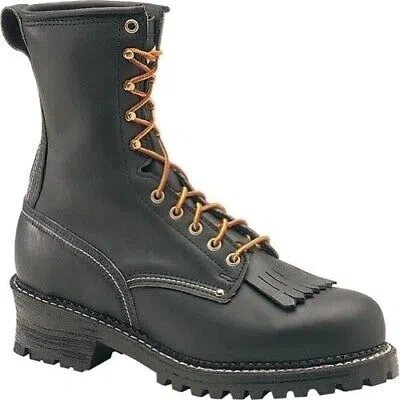 Pre-owned Carolina Shoes Men Steel Toe Logger Boots 1922 Comfort In Black