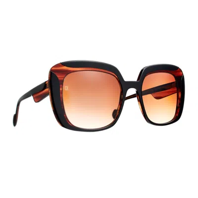 Caroline Abram Black Ocilia Acetate Square Sunglasses In Brown
