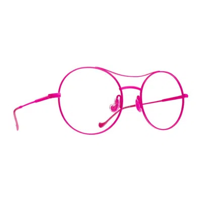 Caroline Abram Fuchsia Round Optical Frame With Double Bridge In Pink