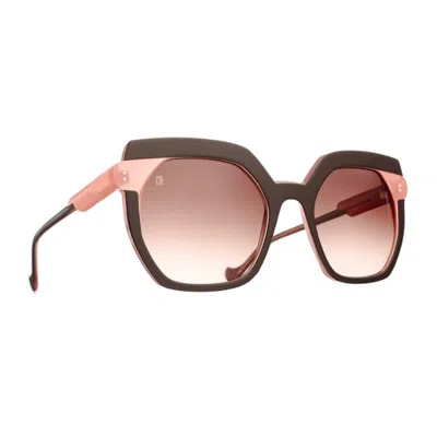Caroline Abram Green Niva Acetate Square Sunglasses In Brown