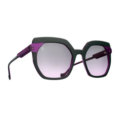 Caroline Abram Niva 792 Vert/ Pourpre Foncé Sunglasses In Black