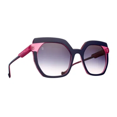 Caroline Abram Niva 794 Bleu Foncé/ Rose Sunglasses In Blue