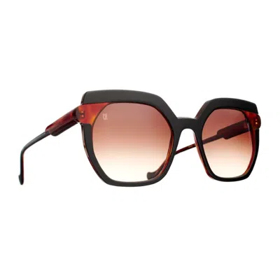 Caroline Abram Oversized Square Acetate Sunglasses With Havana Details In Black
