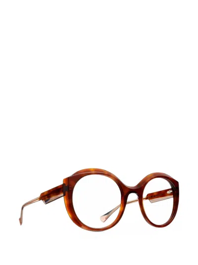 Caroline Abram Paola Round-frame Glasses In Brown