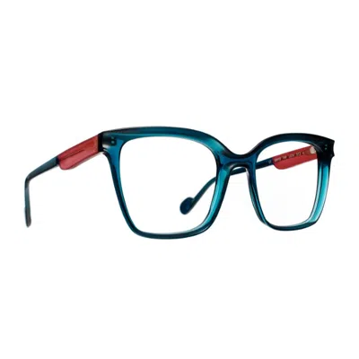 Caroline Abram Petrol Blue Lexi Acetate Square Sunglasses
