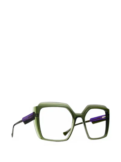 Caroline Abram Philomene Geometric-frame Glasses In Green