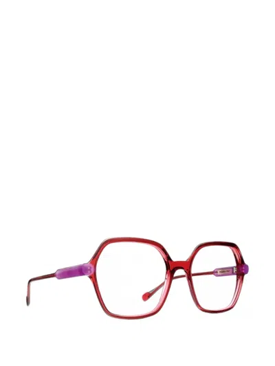Caroline Abram Rosen Geometric-frame Glasses In Pink