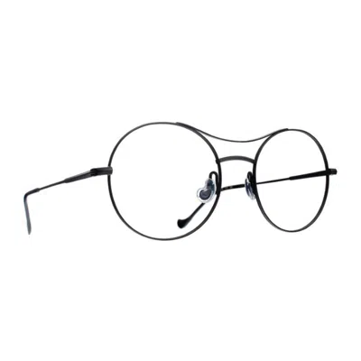 Caroline Abram Round Black Metal Optical Frames With Double Bridge In White