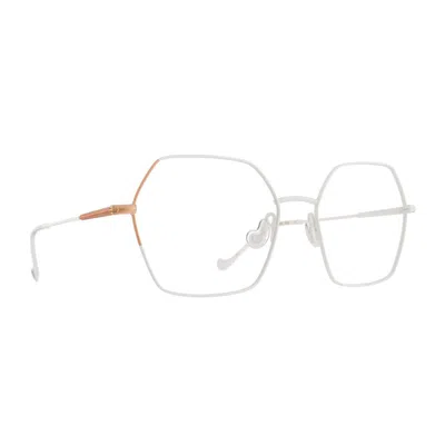 Caroline Abram Veronese 573b Blanc/ Pêche Glasses In White