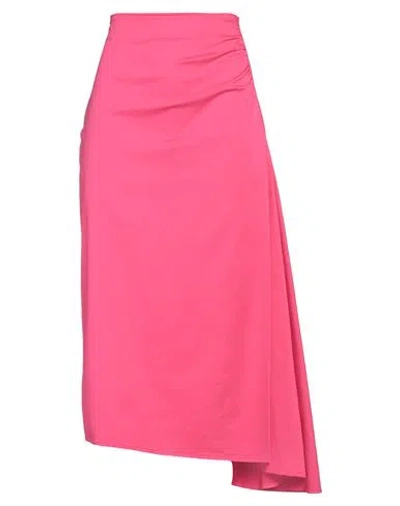Caroline Biss Woman Midi Skirt Fuchsia Size 12 Cotton, Viscose, Elastane In Pink