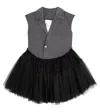 Caroline Bosmans Embellished Pinstripe Tulle Dress In Grey