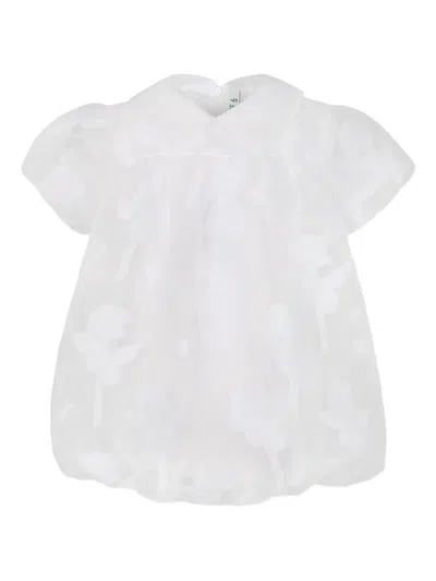 Caroline Bosmans Kids' Floral-embroidered Dress In White