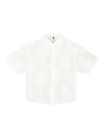 Caroline Bosmans Kids' Floral-print Shirt In White