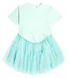 Caroline Bosmans Jersey And Tulle Dress In Green