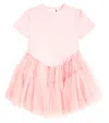 Caroline Bosmans Jersey And Tulle Dress In Pink