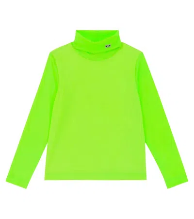 Caroline Bosmans Kids' Mesh Turtleneck Top In Green