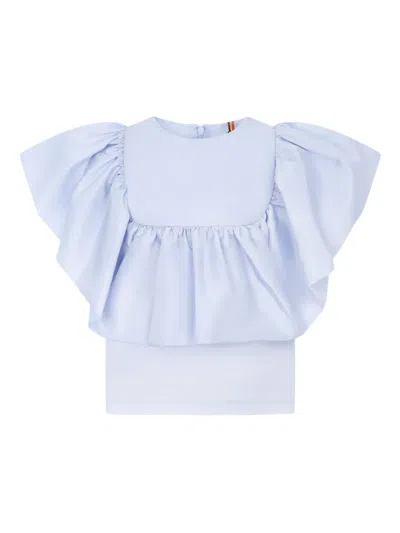 Caroline Bosmans Kids' Ruffle-detailing Blouse In Blue