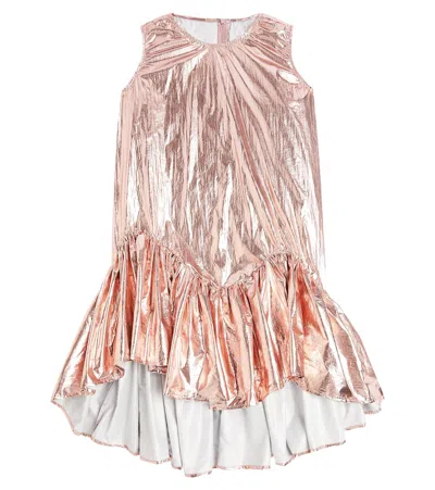 Caroline Bosmans Kids' Ruffled Lamé Dress In Blush