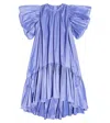 Caroline Bosmans Ruffled Tafta Dress In Blue