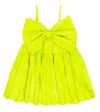 Caroline Bosmans Tiered Patent Dress In Neon Yellow