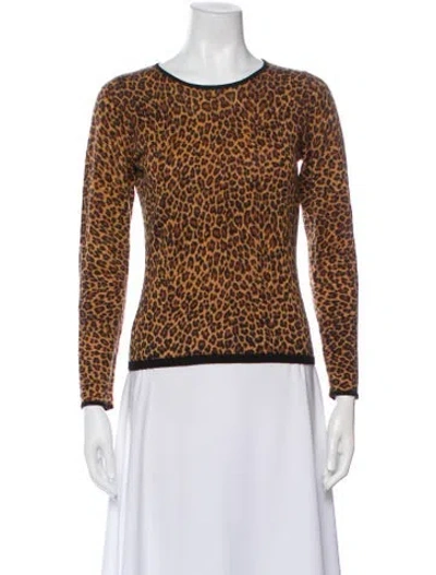 Pre-owned Caroline Charles Wool Animal Print Sweater In Brown
