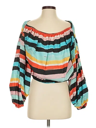 Pre-owned Caroline Constas 3/4 Sleeve Blouse In Teal