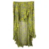 Caroline Constas Adelle Ruffled Asymmetric Skirt In Yellow Polyester In Green