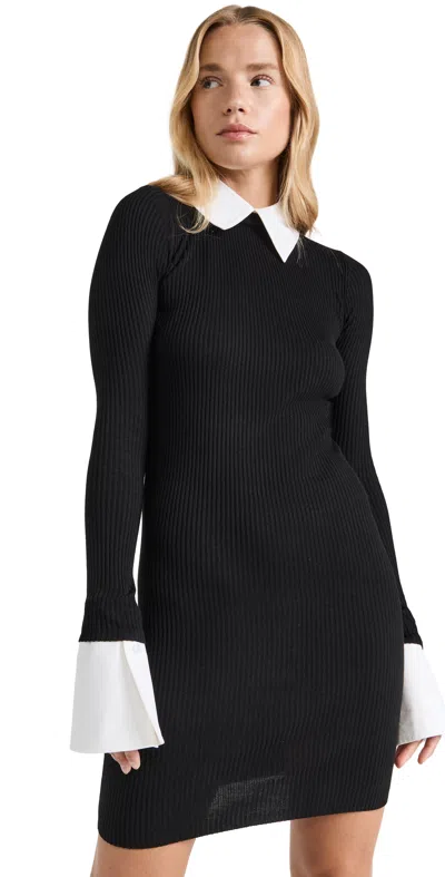 Caroline Constas Agnes Knit Dress In Black White Combo